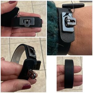 Genuine Leather Turn Lock Bracelet